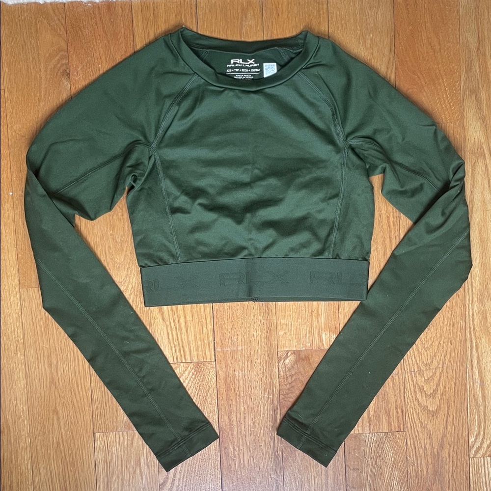 Ralph Lauren RLX Active Olive Long Sleeve Crop Top